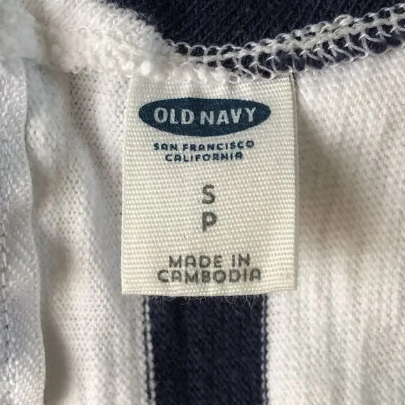 old navy womens short sleeve dress Chest Pocket navy blue white striped Small - Picture 4 of 16